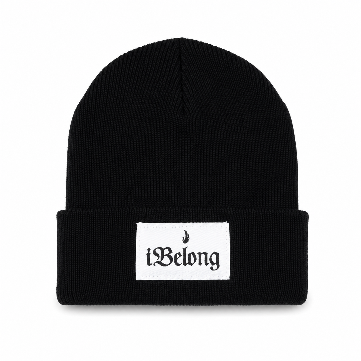 iBelong® Black Patch Knitted Beanie